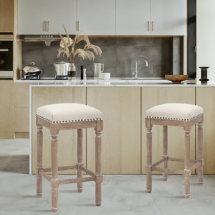 OPHELIA & CO. Aahana Upholstered Counter Stool with Solid Wood Frame (Set of 2)