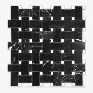 DIRECT STONE SOURCE 12" x 12" Basket Weave Marble Mosaic Tile