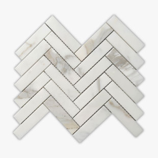 DIRECT STONE SOURCE Calacatta 12" x 13" Marble Herringbone / Chevron Mosaic Wall & Floor Tile
