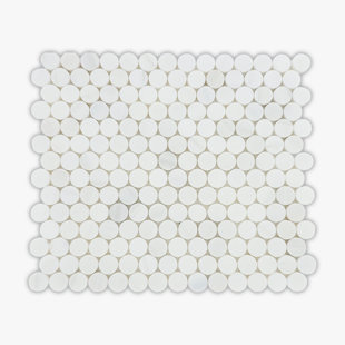 DIRECT STONE SOURCE Bianco Dolomiti 12" x 14" Marble Penny round Mosaic Wall & Floor Tile