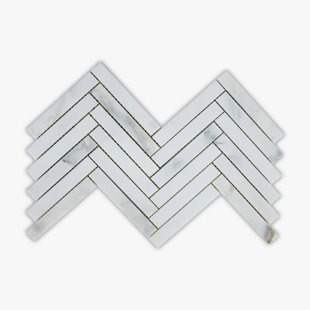 DIRECT STONE SOURCE Calacatta 16" x 8" Marble Chevron Mosaic Wall & Floor Tile