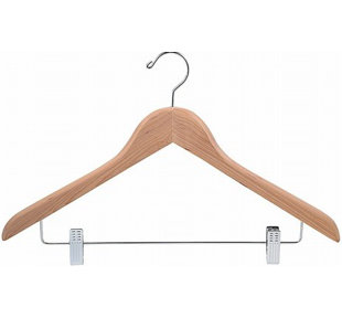 ONLY HANGERS INC. Cedar Suit Hanger with Clip for Skirt/Pants (Set of 25)