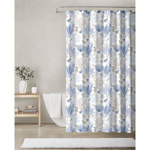CEDAR COURT Cobalt Polyester Canvas Shower Curtain