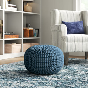 SAND & STABLE™ Kylie 20" Wide Round Indoor/Outdoor All-Weather Polyester Woven Pouf Ottoman/Footstool by Jaipur Living