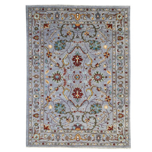 EORC Stylish and Durable Bijar Collection Hand Knotted Traditional Wool Gray Rectangle Area Rugs