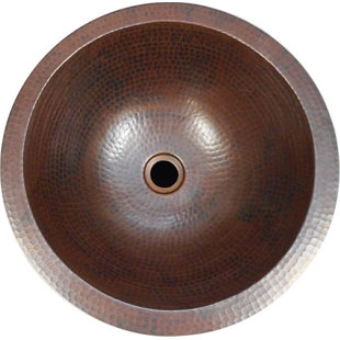 SIMPLYCOPPER Hand Forged 15" Round Copper Bathroom Sink Dual Mount