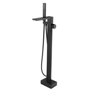 KISRAIS Single Handle Floor Mounted Freestanding Tub Filler with Handshower