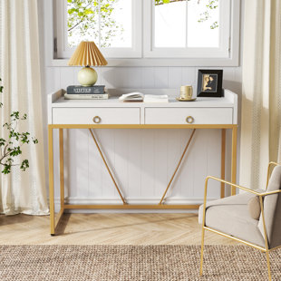 MERCER41 Mualla 41"Wide White and Gold Vanity with 2 Drawers