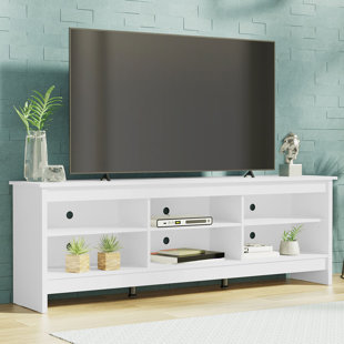 MADESA Media Console TV Stand Entertainment Center with 6 Shelves and Cable Management for 65, 75 Inch Television Living Room and Bedroom Modern Wooden
