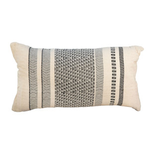 DOVETAIL FURNITURE Zain Embroidered Feather Reversible Throw Pillow