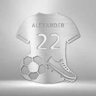 TRINX Personalized Soccer Jersey Monogram Steel Sign Steel Art Wall Metal Decor