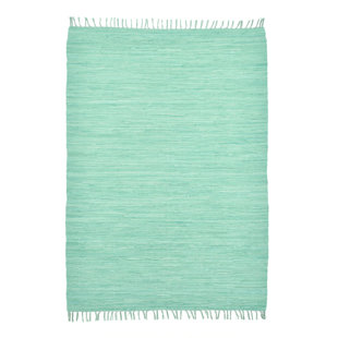 THEKO Handmade Happy cotton rug in mint