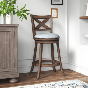 KELLY CLARKSON HOME Nat Swivel Upholstered Counter Stool with Solid Wood Frame