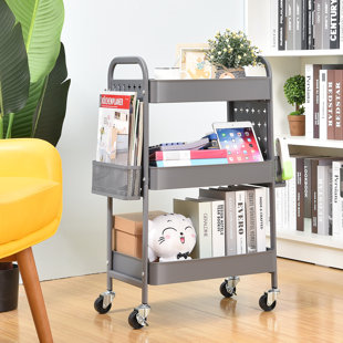 KINGRACK Stainless Steel Utility Cart with Wheels, Metal Rolling Cart