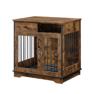 TUCKER MURPHY PET™ Rustic Brown Furniture Style Dog Crate Dog Cage Kennel W/ Drawer & Slide Out Tray