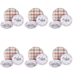 VILLA D'ESTE HOME Xmas Village Dinnerware Set 18 Pieces