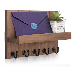 FULLCIRCLE QUAKE Solid Wood Wall Organizer with Key Hooks