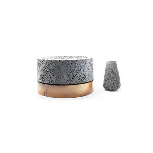 YOPIDO Molcajete With Wood Stand 8 In