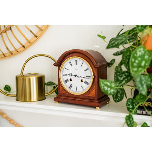 HERMLE BLACK FOREST CLOCKS Liberty American Traditional Roman Numeral Solid Wood Mechanical Tabletop Clock in Cherry