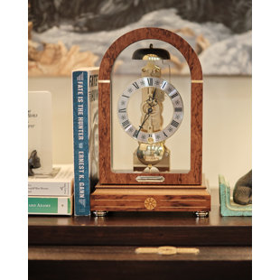 HERMLE BLACK FOREST CLOCKS Stratford American Traditional Roman Numeral Solid Wood Mechanical Tabletop Clock in Walnut