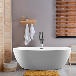 VANITY ART Sophia 69" x 40" Freestanding Soaking Acrylic Bathtub