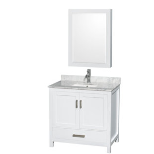 WYNDHAM COLLECTION Sheffield 36'' Free Standing Single Bathroom Vanity with Stone Top with Mirror