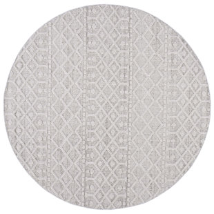 DAKOTA FIELDS Axie Geometric Machine Woven Polypropylene Area Rug in Gray/Ivory