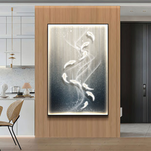 Nine Koi Fish Framed On Crystal Porcelain Painting+ Art Spray Painting by Jubilee Furniture Graphic Art
