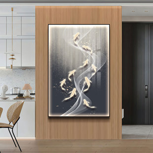 Nine Koi Fish Framed On Crystal Porcelain Painting+ Art Spray Painting by Jubilee Furniture Graphic Art