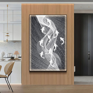 Nine Koi Fish Framed On Crystal Porcelain Painting+ Art Spray Painting by Jubilee Furniture Graphic Art