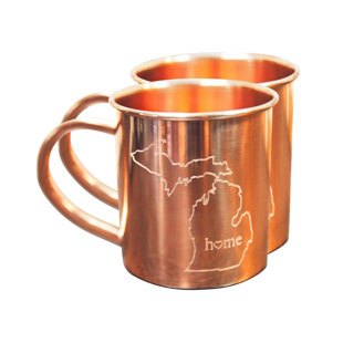 Alchemade 100% Pure Hammered Copper Mug - Michigan Home Copper Mugs - Set Of 2 14 Oz Mugs For Moscow Mules, Cocktails, Or Your Favorite Beverage - Keeps Drinks Colder, Longer (Set of 2)