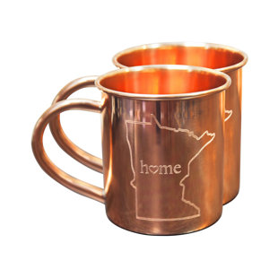 Alchemade 100% Pure Hammered Copper Mug - Minnesota Home Copper Mugs - Set Of 2 14 Oz Mugs For Moscow Mules, Cocktails, Or Your Favorite Beverage - Keeps Drinks Colder, Longer (Set of 2)