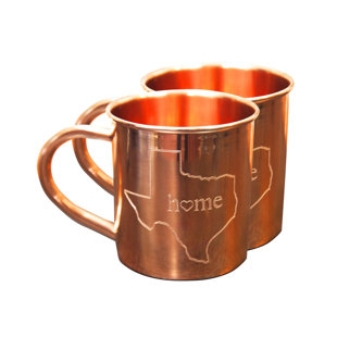 Alchemade 100% Pure Hammered Copper Mug - Texas Home Copper Mugs - Set Of 2 14 Oz Mugs For Moscow Mules, Cocktails, Or Your Favorite Beverage - Keeps Drinks Colder, Longer (Set of 2)