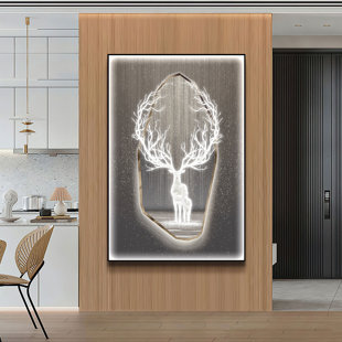 Moonlight Little Deer Framed On Crystal Porcelain Painting+ Art Spray Painting by Jubilee Furniture Graphic Art