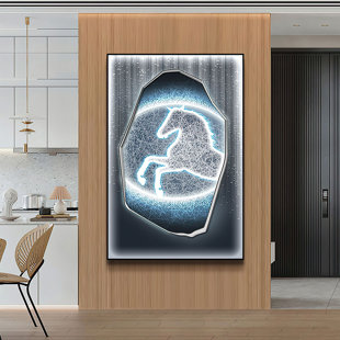 Moonlight Country Horse Framed On Crystal Porcelain Painting+ Art Spray Painting by Jubilee Furniture Graphic Art