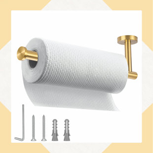 BLOOM FURNITURE INC. Brushed Gold Paper Towel Holder,Under Kitchen Cabi Wall Mount Toilet Paper Holder