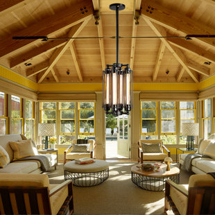 WILLISTON FORGE Chanan 4 - Light Unique Rectangle Pendant with Wrought Iron Accents