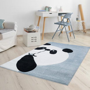ISABELLE & MAX Kinderteppich Alessia Tier-Motiv Panda Blau - 3D-Effekt - Teppich Kinderzimmer Flachflor