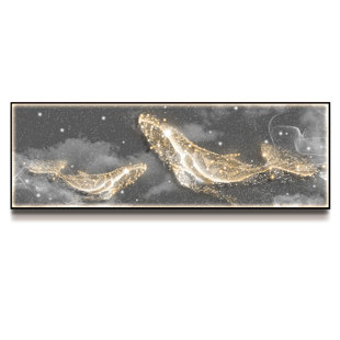 Whales Jumping Framed On Crystal Porcelain Painting+ Art Spray Painting by Jubilee Furniture