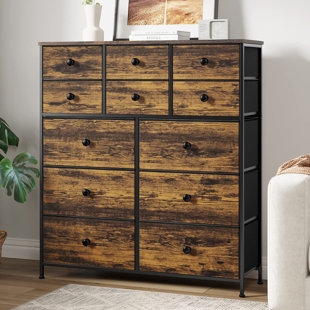EBERN DESIGNS Ojaswi Dresser 12 Chest of Drawers, Closet with Wood