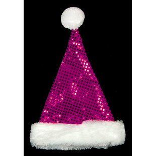 NORTHLIGHT SEASONAL 19" Fuchsia Sequin Unisex Adult Christmas Santa Hat Costume Accessory - One Size