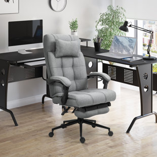 INBOX ZERO Wedigo Linen Office Chair with Headrest