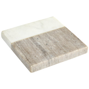 Laurie Gates Duo-Tone Four Piece Square Marble Coaster Set In Light Grey (Set of 4)