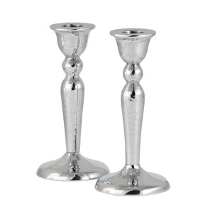 HOUSE OF HAMPTON® 6'' H Metal Candlestick with Candle Included (Set of 2)