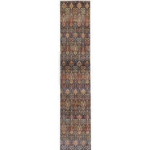 NUSTORY One-of-a-Kind 3' X 15' New Age Runner Area Rug in Ivory/Rose/Green/Blue