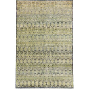 NUSTORY One-of-a-Kind Hand-Knotted New Age 6' x 9' Area Rug in Gold/Green/Black