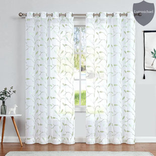 HOMLPOPE Linen Semi Sheer Curtain Pair