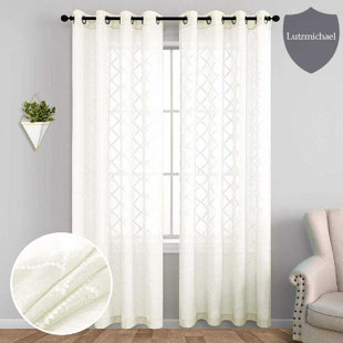 HOMLPOPE Polyester Semi Sheer Curtain Pair (Set of 2)