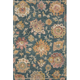 LANGLEY STREET® Kraker Oriental Handmade Handooked Wool Area Rug in Blue/Beige