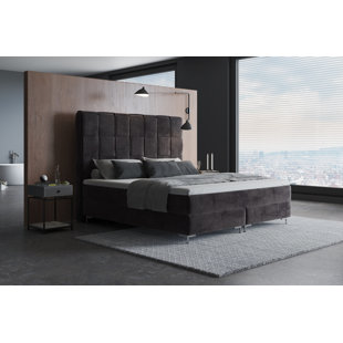 CANORA GREY Echtes Boxspringbett Sade mit Premium Visco Topper, mit Samtstoff bezogen